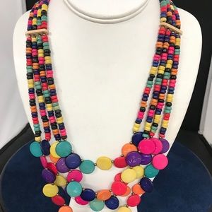 Multi Colored Wooden Bead Necklace